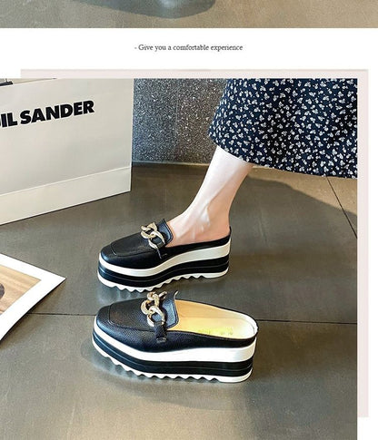 Chain Mules Detail Loafer Platform