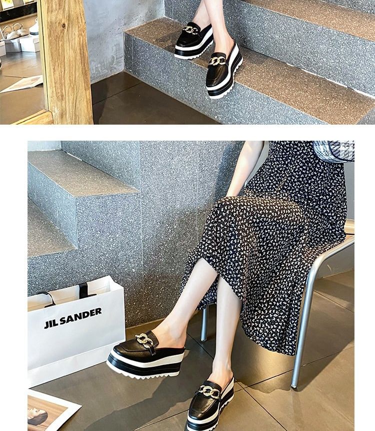 Chain Mules Detail Loafer Platform