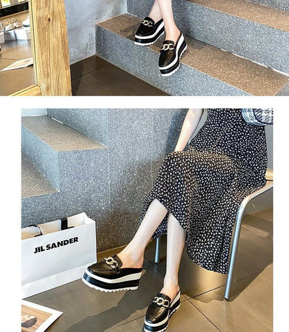 Chain Mules Detail Loafer Platform