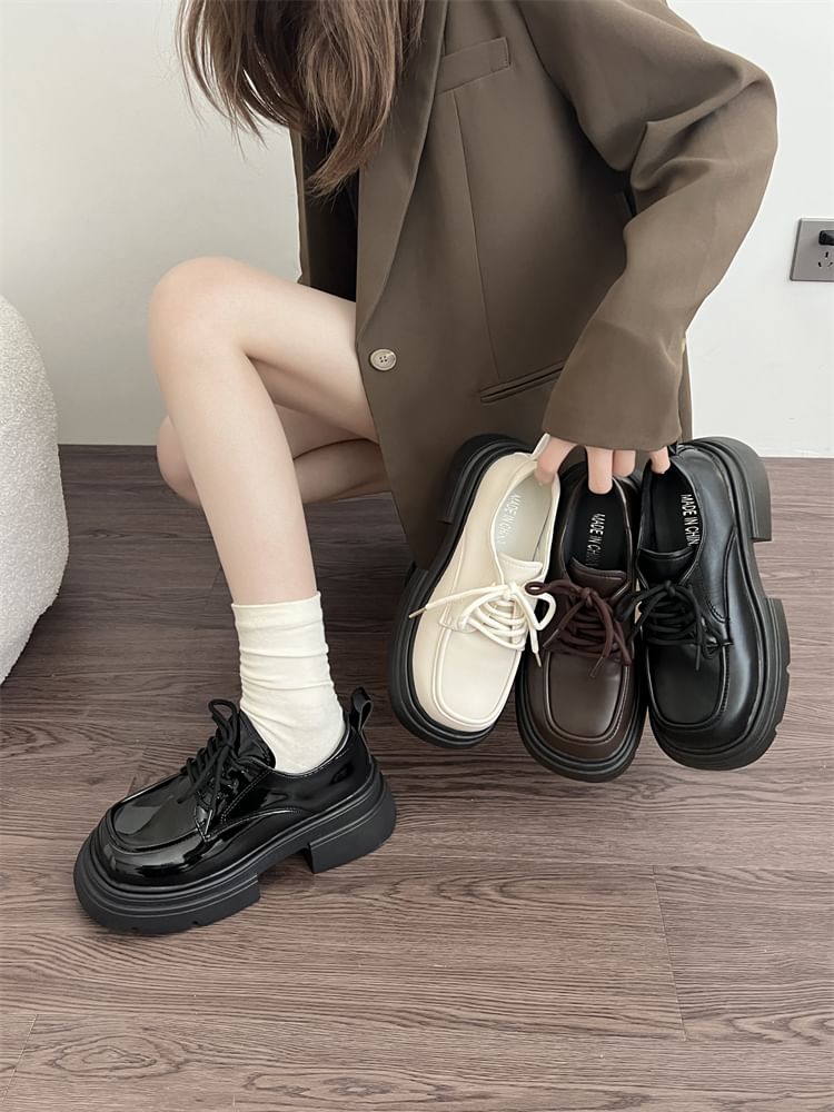 Platform Plain Lace Ups