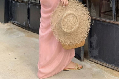 Spaghetti Strap Plain Maxi Sheath Dress