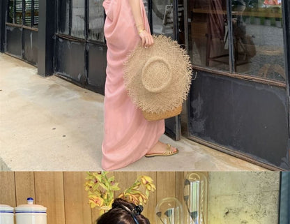 Spaghetti Strap Plain Maxi Sheath Dress