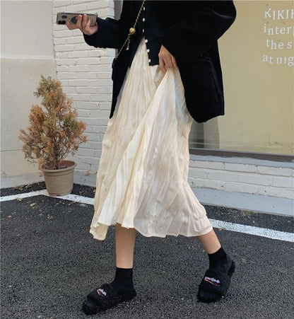 High Rise Plain Shirred Midi A