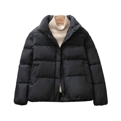 Stand Collar Plain Puffer Jacket