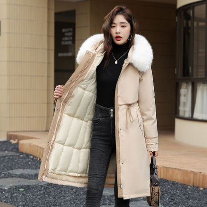 Fluffy Hooded Plain Puffer Coat