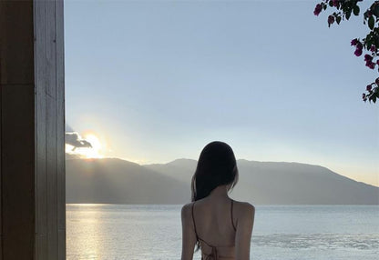 Halter Neck Tie Dye Smocked Open Back Maxi A-Line Dress