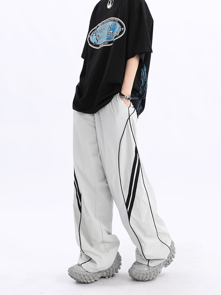 Low Waist Striped Loose-Fit Wide-Leg Sweatpants