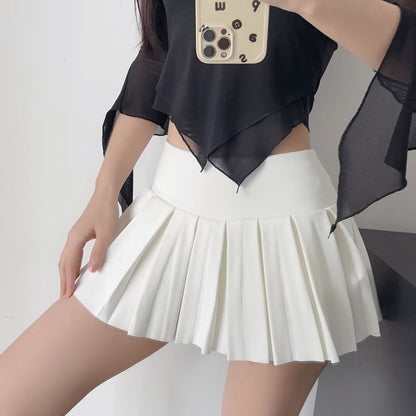 Casual Low-Waist Mini Pleated Skirt