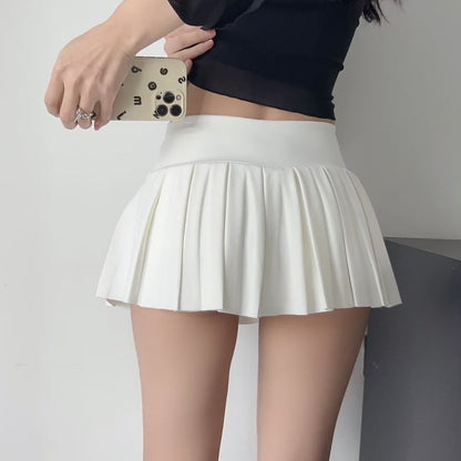 Casual Low-Waist Mini Pleated Skirt