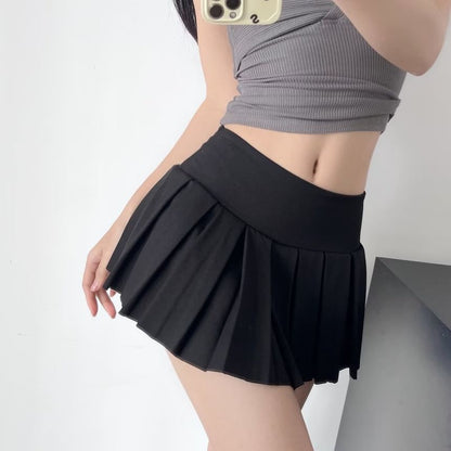 Casual Low-Waist Mini Pleated Skirt