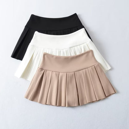 Casual Low-Waist Mini Pleated Skirt