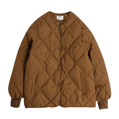 Plain Quilted Button Jacket