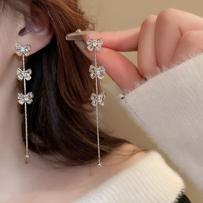 Bow Rhinestone Drop Earring