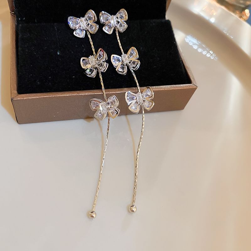 Bow Rhinestone Drop Earring