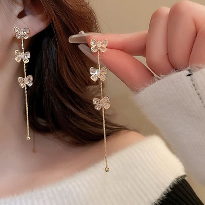 Bow Rhinestone Drop Earring