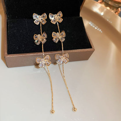 Bow Rhinestone Drop Earring