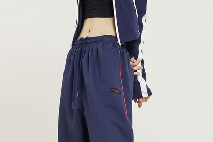 Low Rise Striped Loose-Fit Wide-Leg Sweatpants