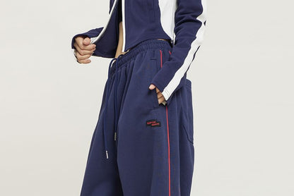 Low Rise Striped Loose-Fit Wide-Leg Sweatpants
