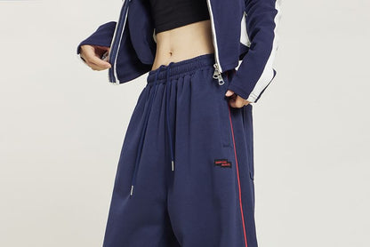 Low Rise Striped Loose-Fit Wide-Leg Sweatpants