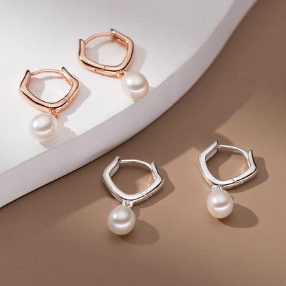 Faux Pearl Hoop Earring