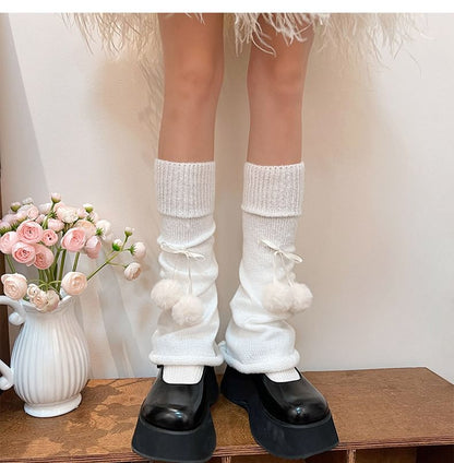 Plain Pom Pom Leg Warmers