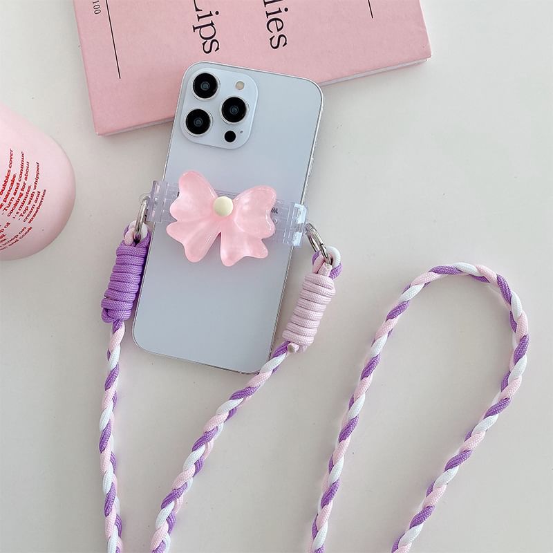 Bow Pearl Clip On Phone Lanyard