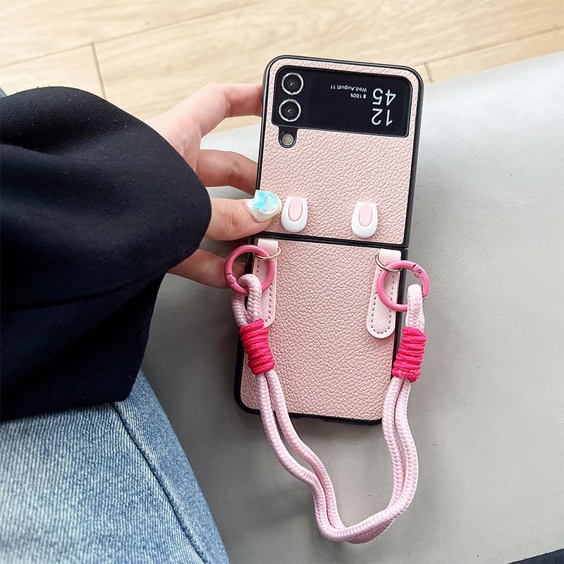 Faux Leather Hand Strap Phone Case