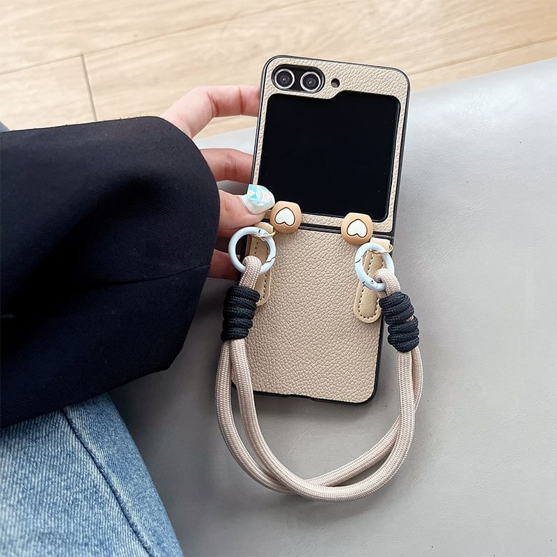 Faux Leather Hand Strap Phone Case