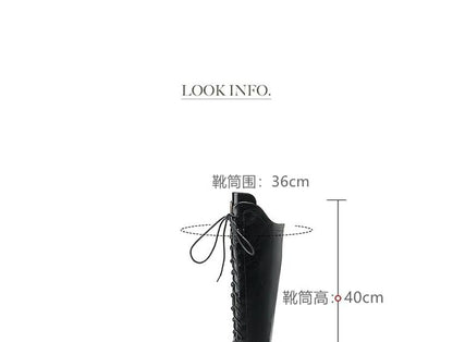 Pointed Toe Lace Up Knee High Boots