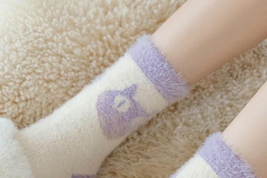 Patterned Fluffy Short Socks Set