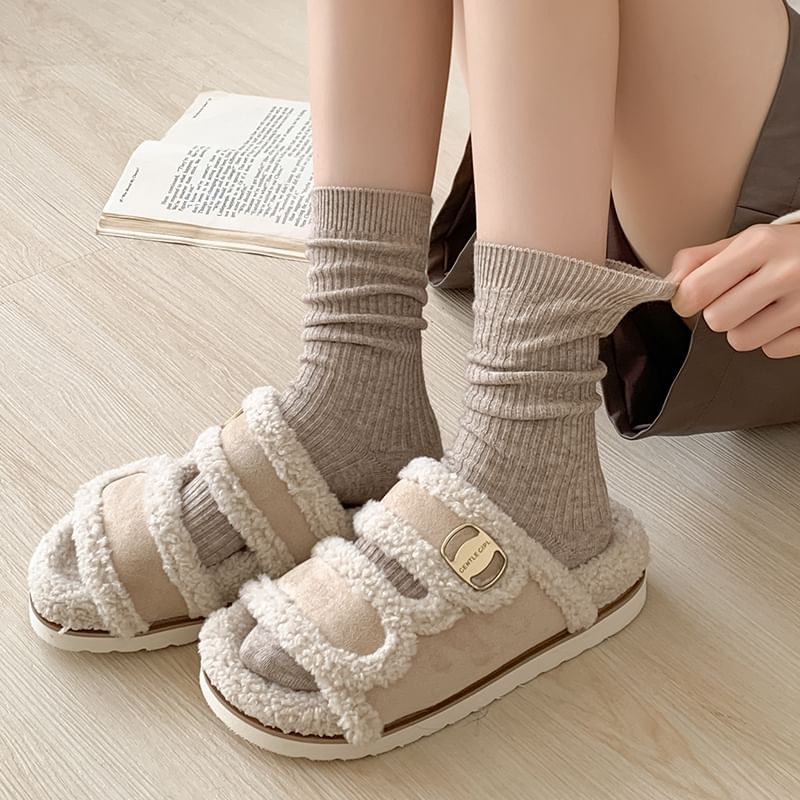 Plain Ribbed Short Socks Set