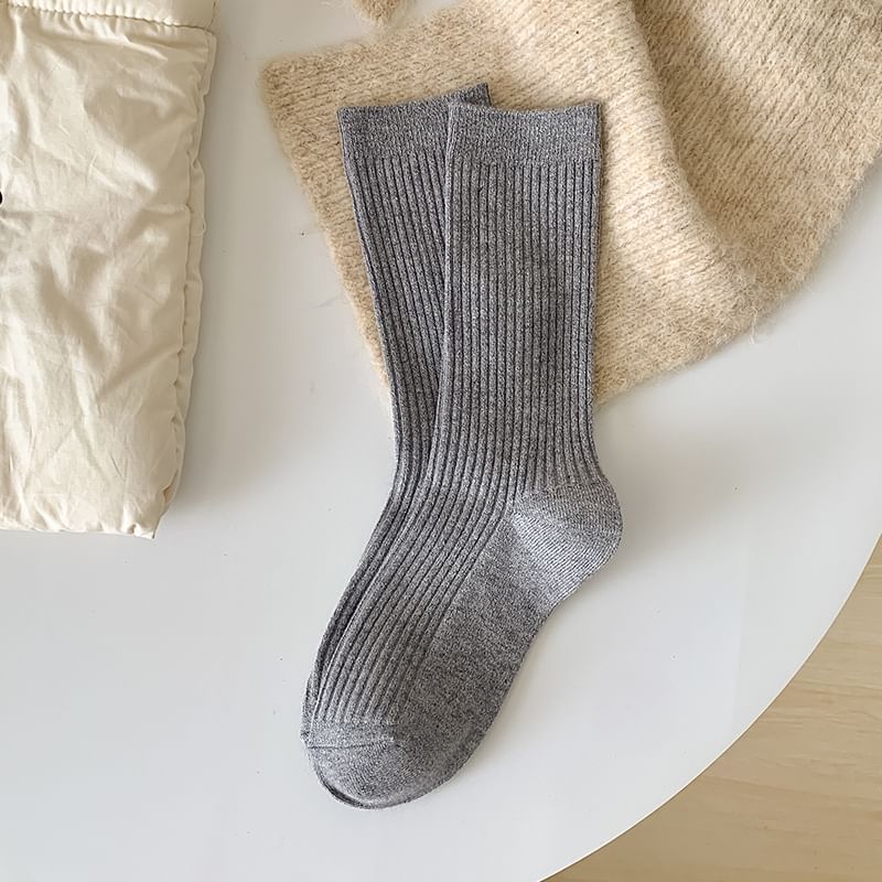 Plain Ribbed Short Socks Set