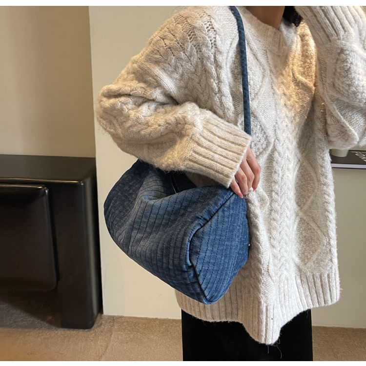 Striped Denim Shoulder Bag