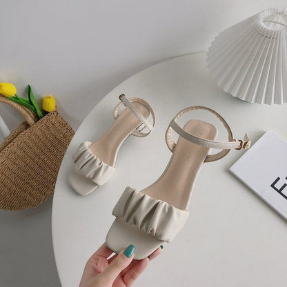 Ruched Ankle Strap Sandals