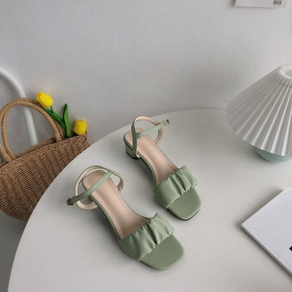 Ruched Ankle Strap Sandals