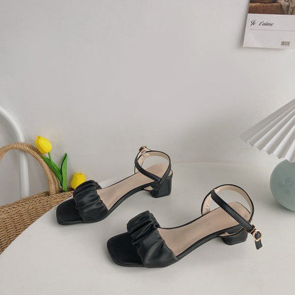 Ruched Ankle Strap Sandals