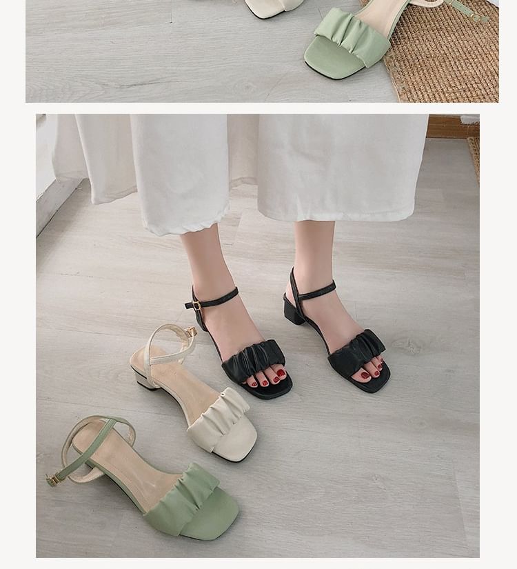 Ruched Ankle Strap Sandals