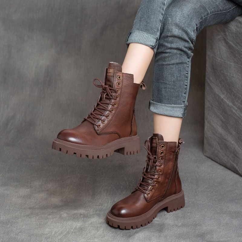 Platform Lace Up Short Boots