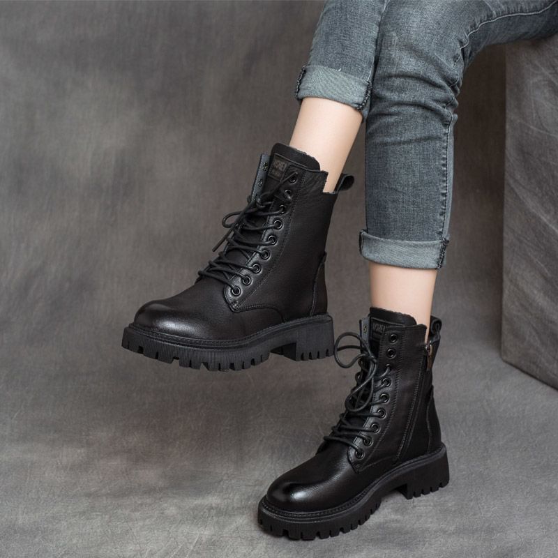 Platform Lace Up Short Boots