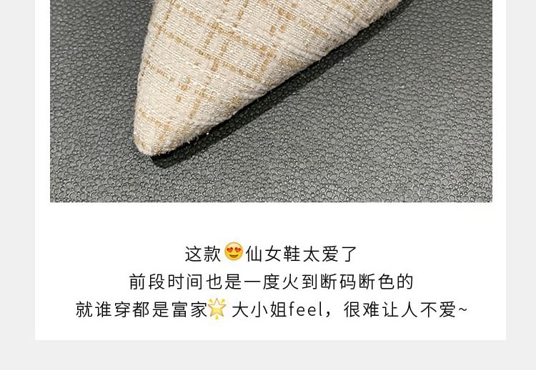 Pointed Toe Tweed Slingback Pumps