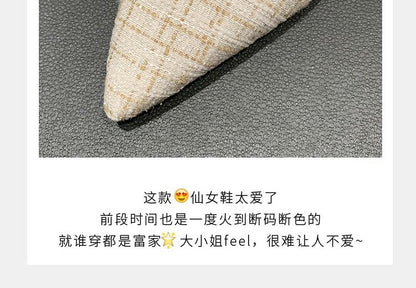 Pointed Toe Tweed Slingback Pumps