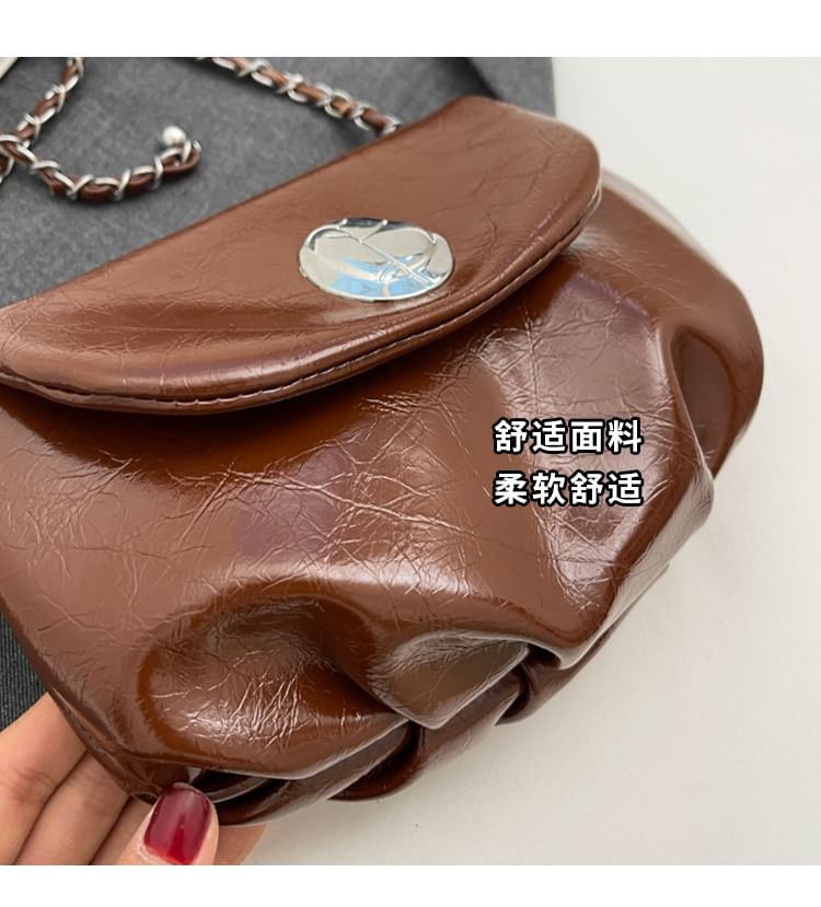 Chain Strap Faux Leather Flap Crossbody Bag