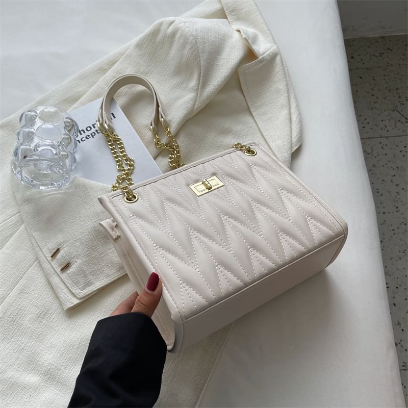 Chain Strap Quilted Faux Leather Shoulder Bag