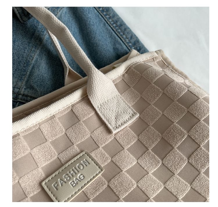 Checkerboard Applique Tote Bag