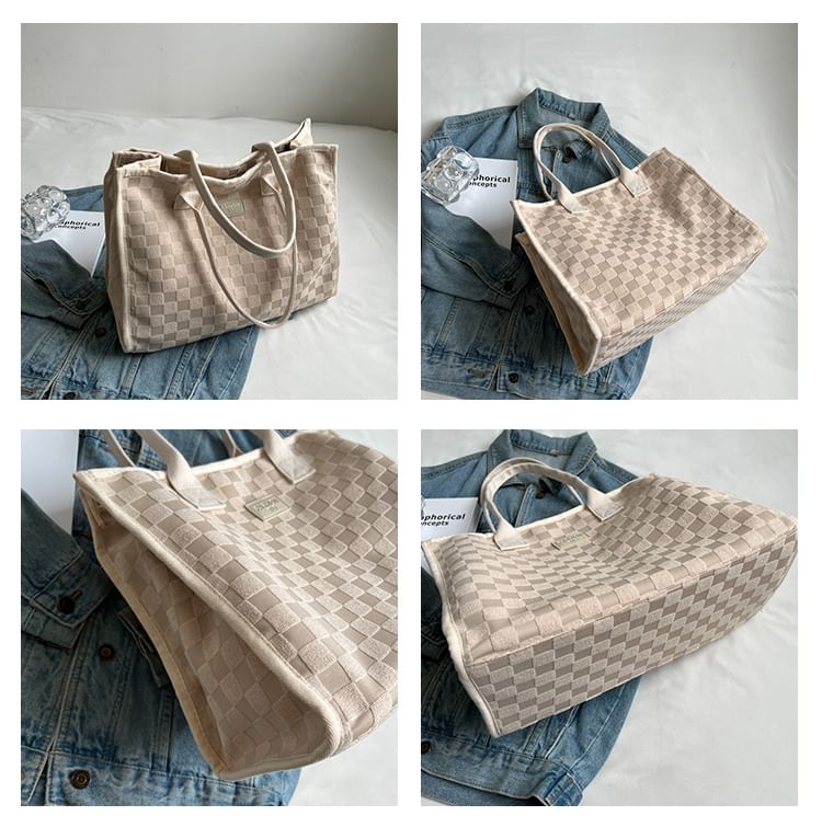 Checkerboard Applique Tote Bag