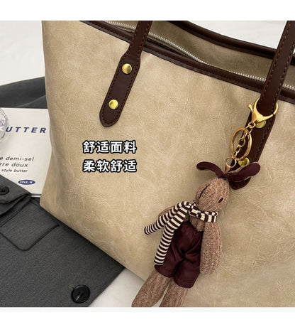 Contrast Trim Tote Bag / Bag Charm / Set