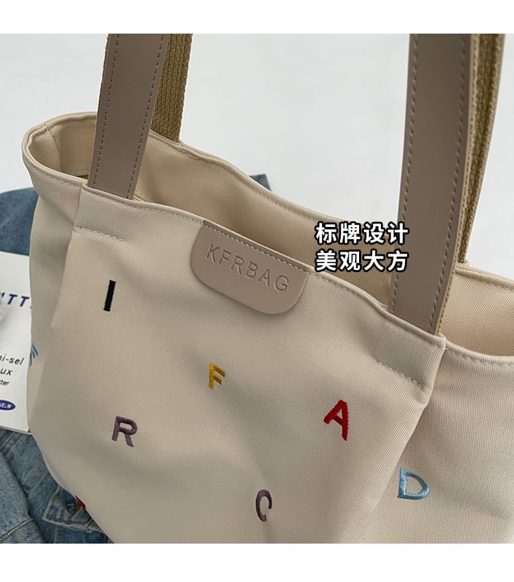 Letter Embroidered Tote Bag