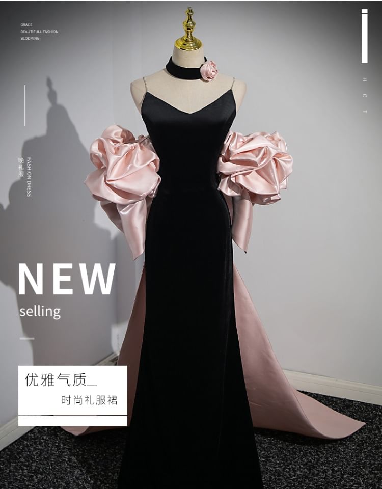 Sheath Gown Back Neck Bow Halter Evening