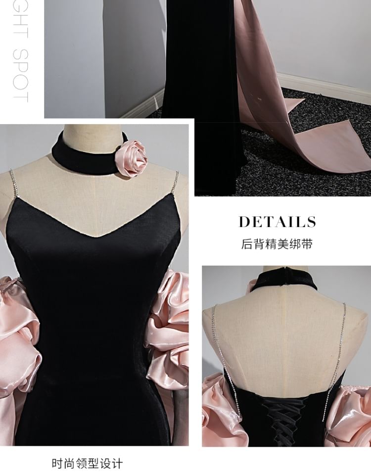 Halter Neck Bow Back Sheath Evening Gown