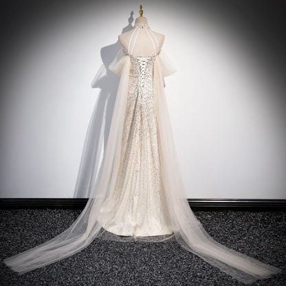 Sleeveless Mesh A-Line Evening Gown